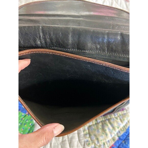 Vintage Brahmin 80's Black/Brown croc strap leather crossbody bag - Picture 8 of 13